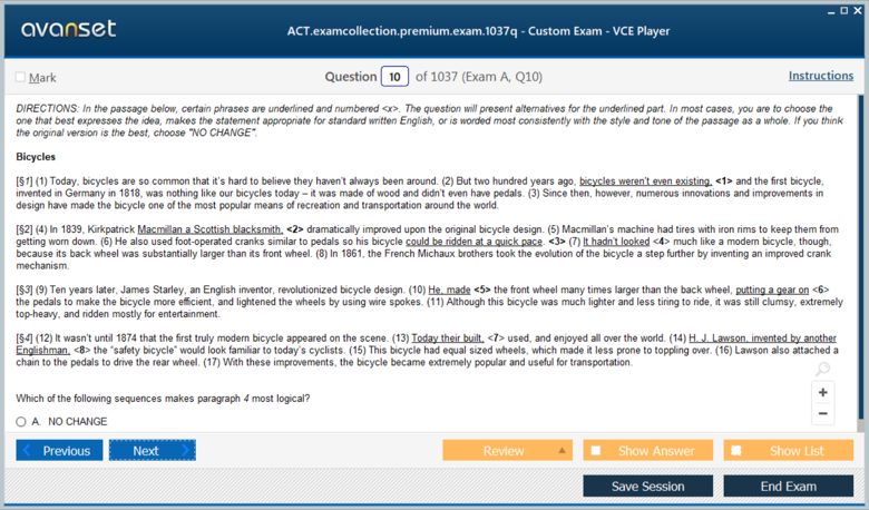 ACT Test Premium VCE Screenshot #1